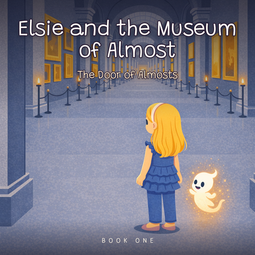 Museum of Almost · Book One – The Door of Almosts — front cover (Modern Flat Illustration)