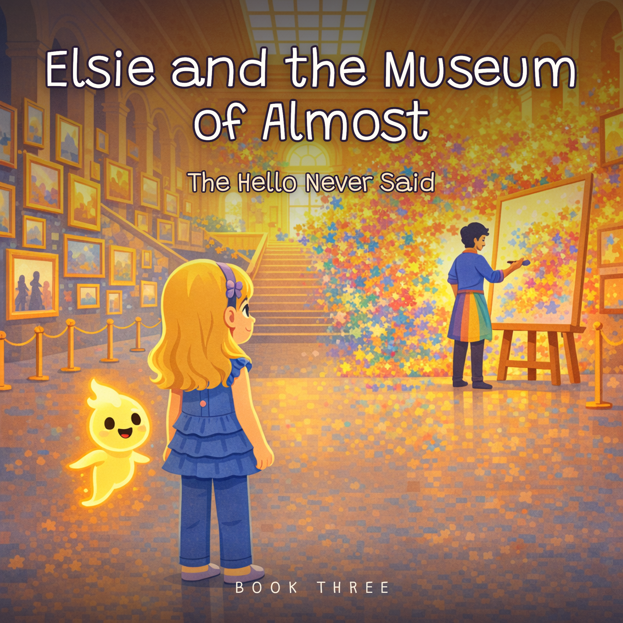 Museum of Almost · Book Three – The Hello Never Said — front cover (Modern Flat Illustration)