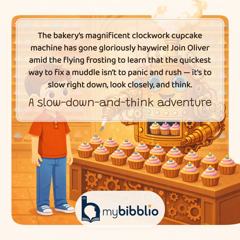The Clockwork Cupcake Chaos – Personalised Storybook — back cover (Modern Flat style)