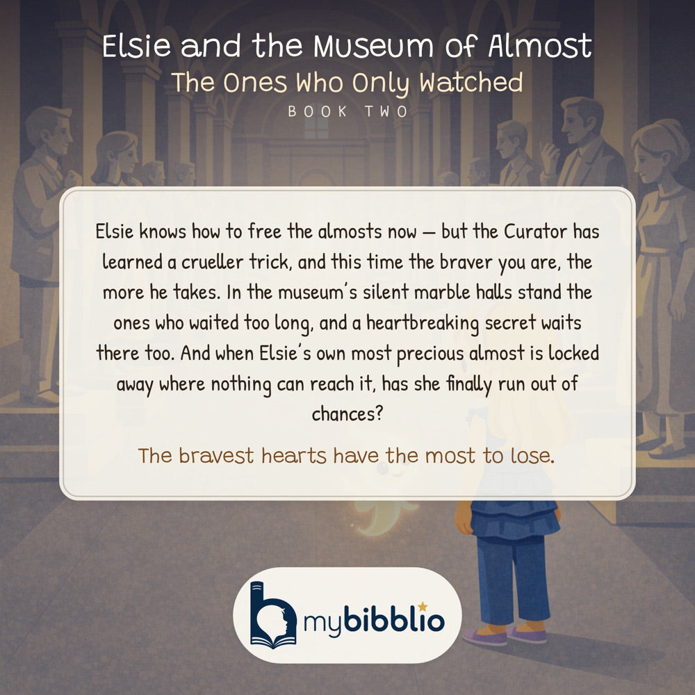 Museum of Almost · Book Two – The Ones Who Only Watched — back cover (Modern Flat style)