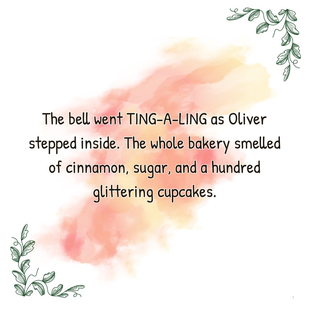 The Clockwork Cupcake Chaos – Personalised Storybook — scene one text (Modern Flat style)