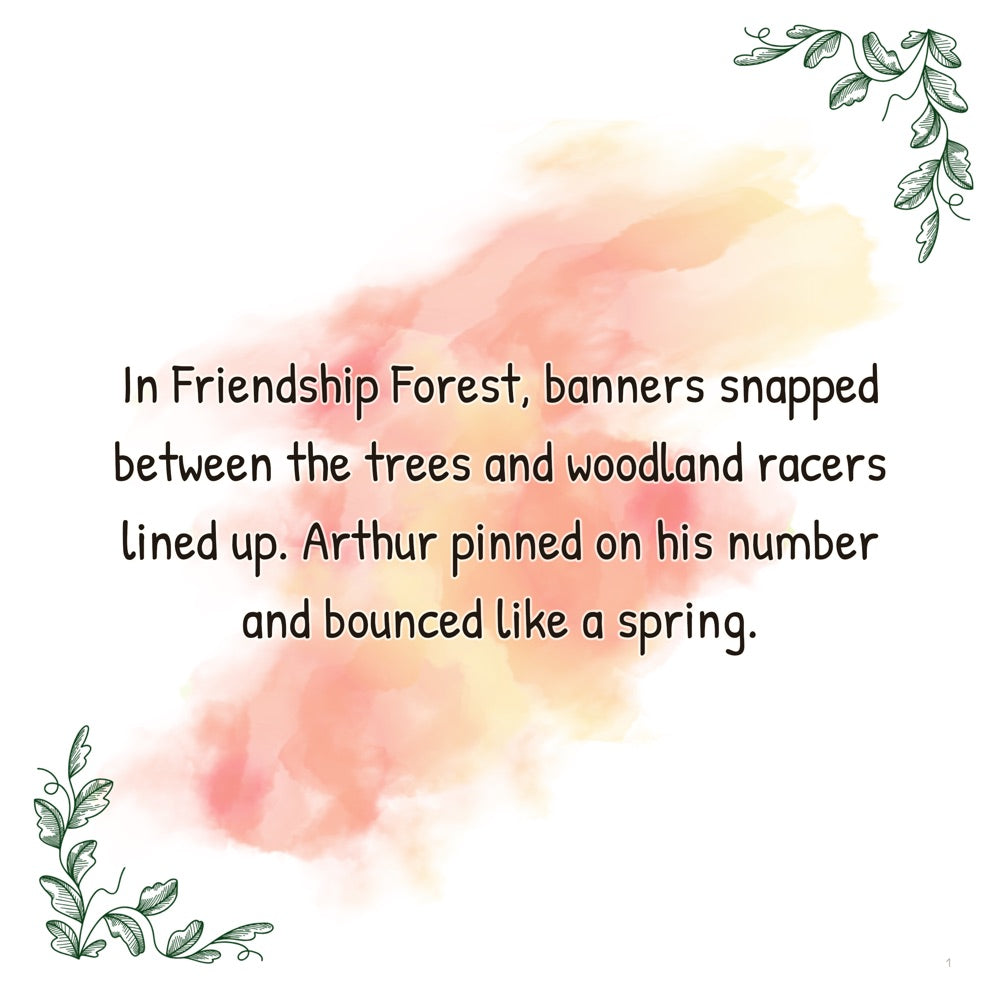 The Friendship Forest Race – Personalised Storybook — scene one text (Modern Flat style)