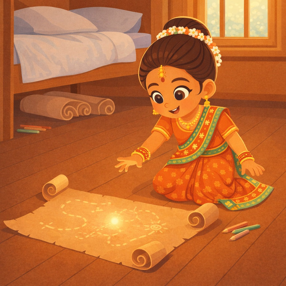 The Map That Drew Itself – Personalised Storybook — scene two illustration (Modern Flat style)