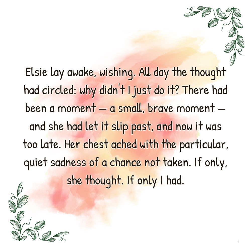 Museum of Almost · Book One – The Door of Almosts — scene one text (Modern Flat style)