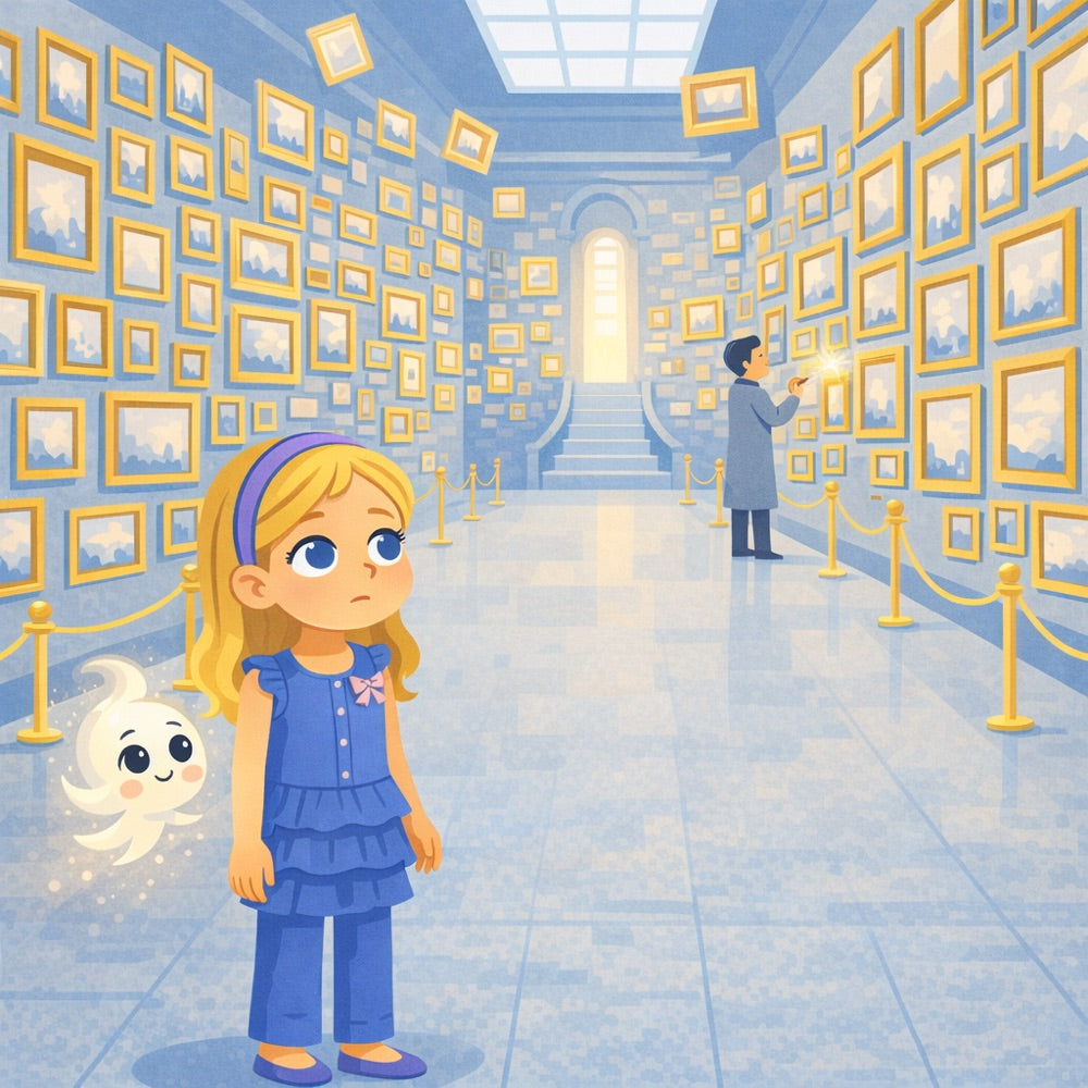 Museum of Almost · Book Two – The Ones Who Only Watched — scene two illustration (Modern Flat style)