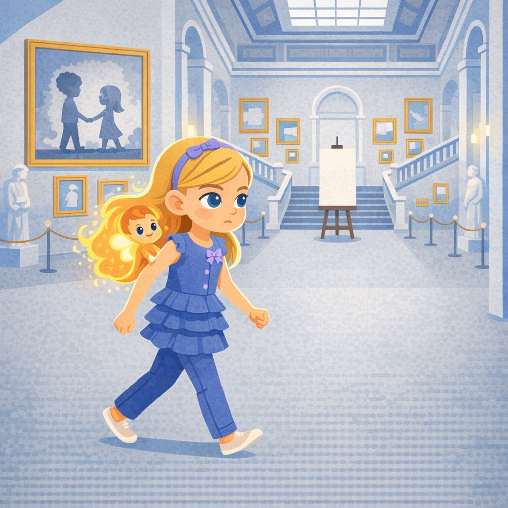 Museum of Almost · Book Three – The Hello Never Said — scene one illustration (Modern Flat style)