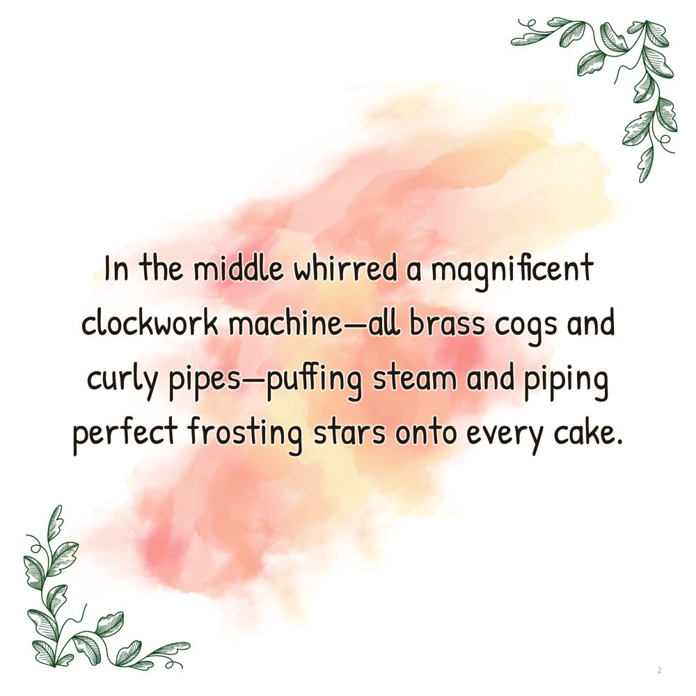 The Clockwork Cupcake Chaos – Personalised Storybook — scene two text (Pixar 3D style)