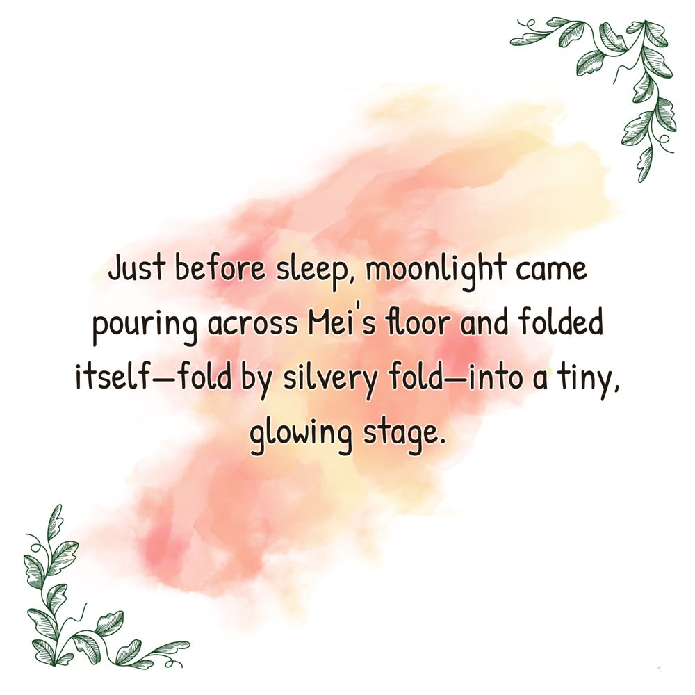 The Moonbeam Stage – Personalised Storybook — scene one text (Pixar 3D style)