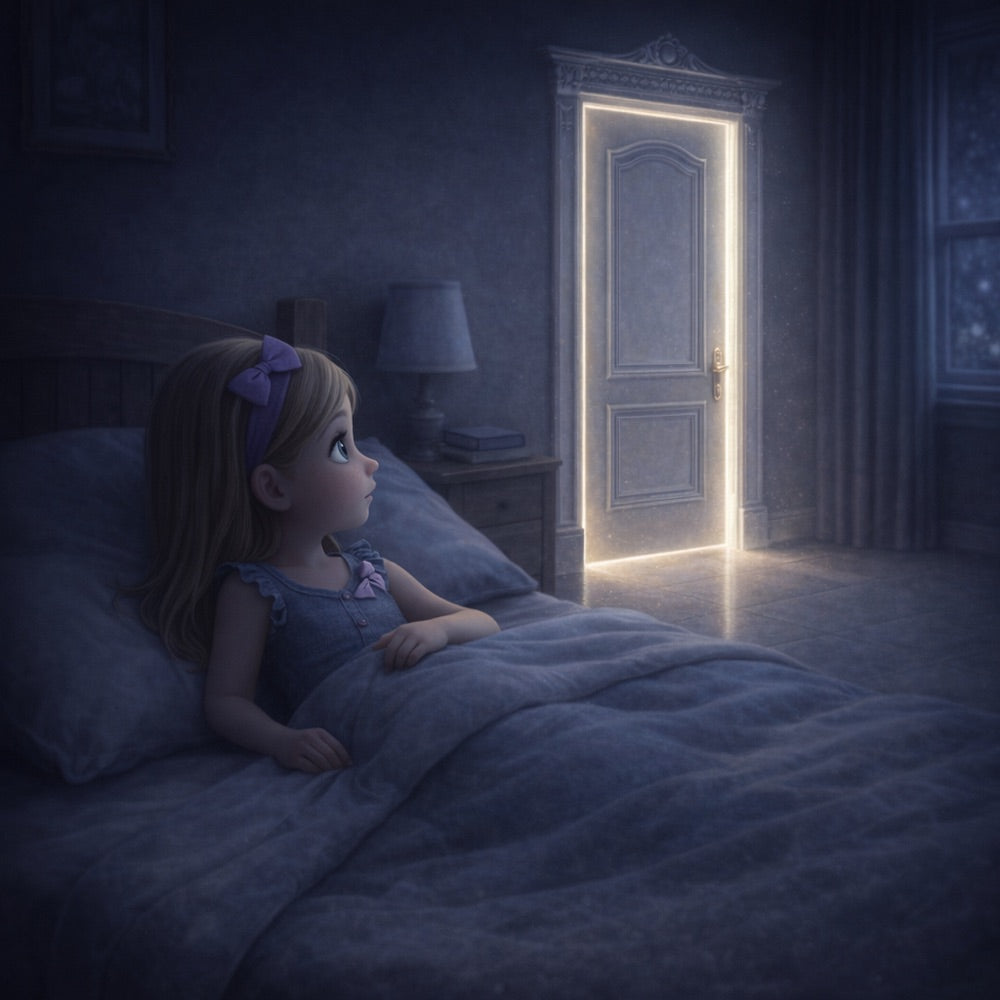 Museum of Almost · Book One – The Door of Almosts — scene two illustration (Pixar 3D style)