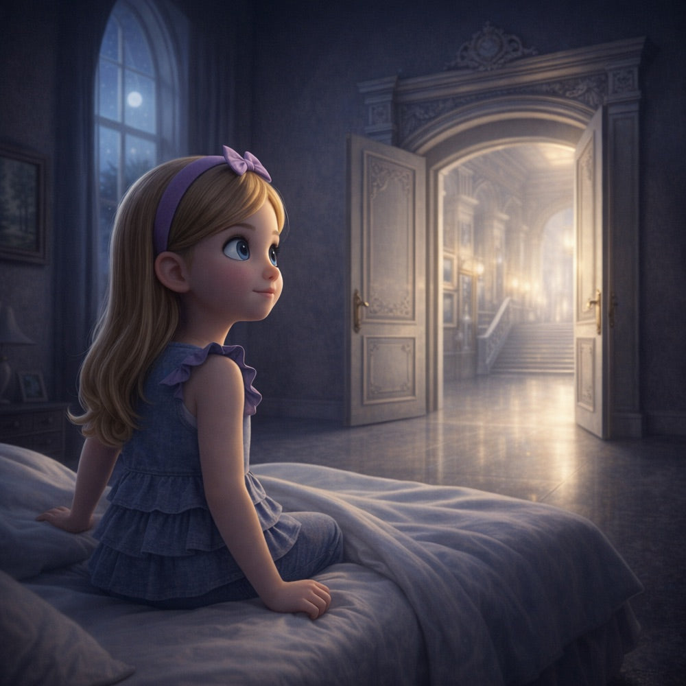 Museum of Almost · Book Two – The Ones Who Only Watched — scene one illustration (Pixar 3D style)