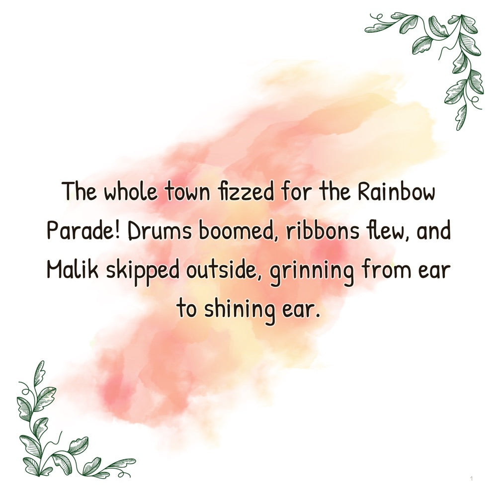 The Rainbow Rescue Parade – Personalised Storybook — scene one text (Pixar 3D style)
