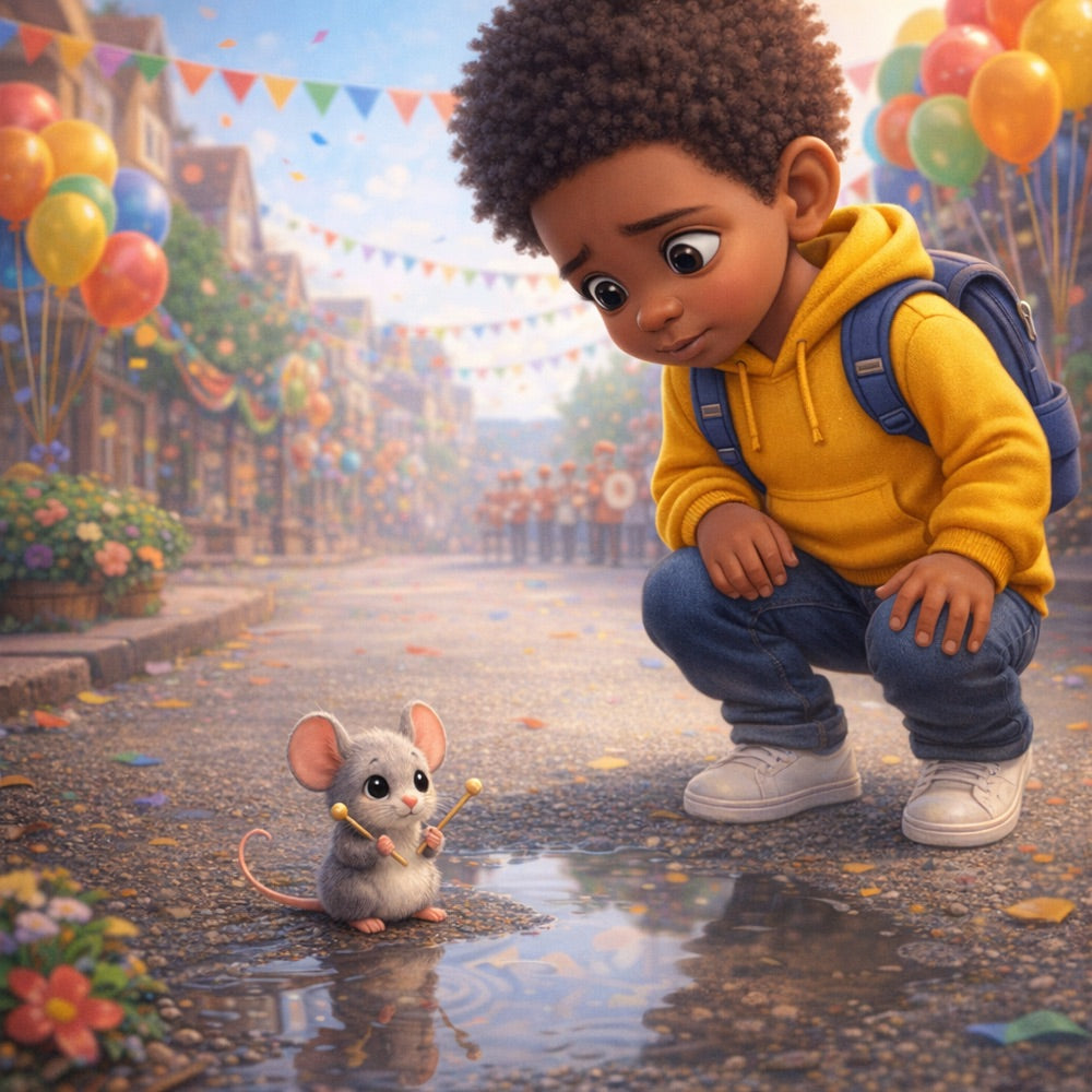 The Rainbow Rescue Parade – Personalised Storybook — scene two illustration (Pixar 3D style)