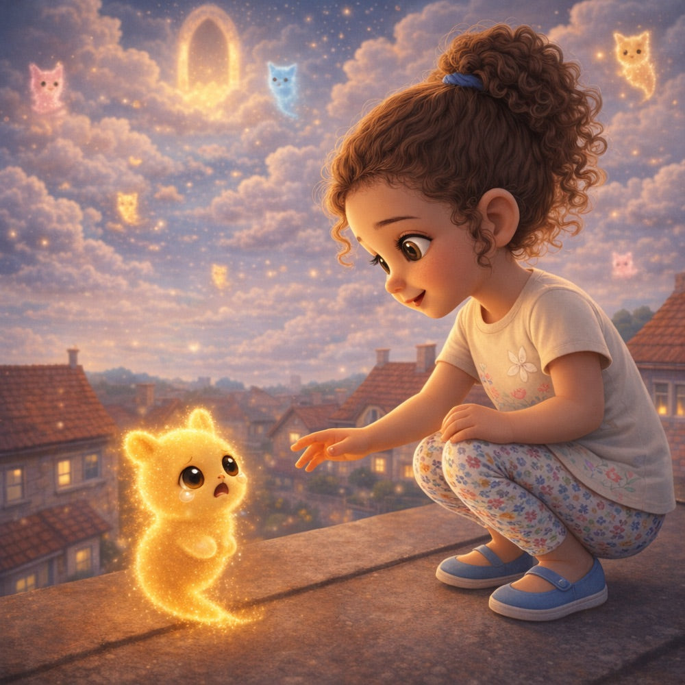 The Runaway Sky Beasts – Personalised Storybook — scene two illustration (Pixar 3D style)